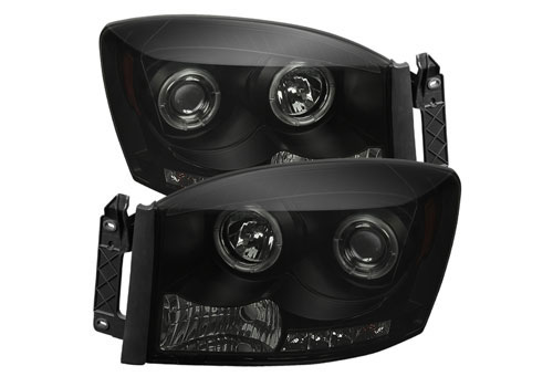 Spyder LED Projector Black-Smoked Headlights 06-08 Dodge Ram - Click Image to Close